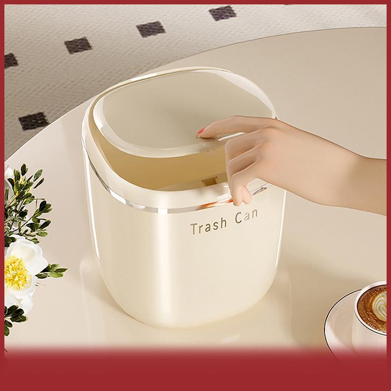 COD Thùng rác mini để bàn dùng trong gia đình Thùng rác thiết kế đẹp mắt mở nắp bằng cách nhấn