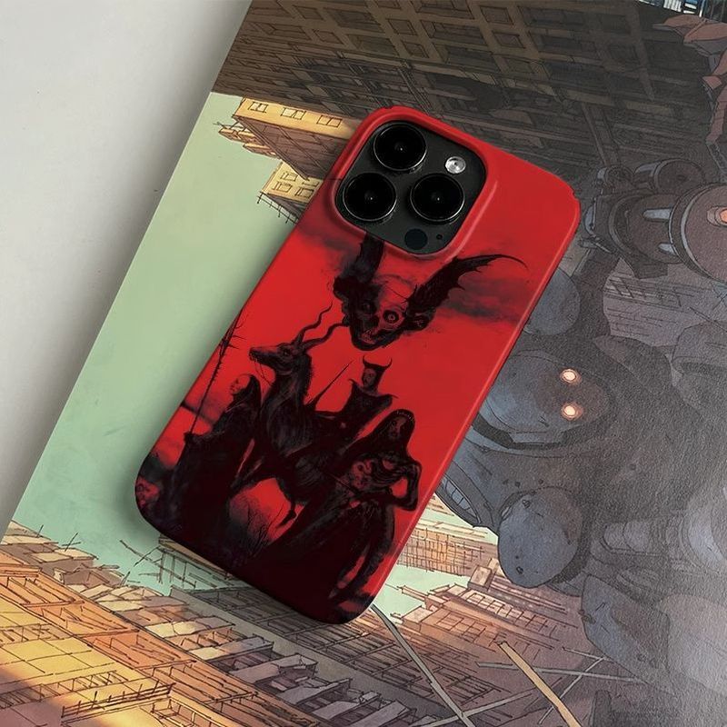 Ốp Điện Thoại Màu Máu Ins Style Gothic Thích Hợp Cho IPhone 11 12 PRO 13 14 15 16 ProMax 17 AIR XR XSMAX 7 8 PLUS Phim Hoạt Hình QYJS Vỏ Cứng Phong Cách Hợp Thời Trang