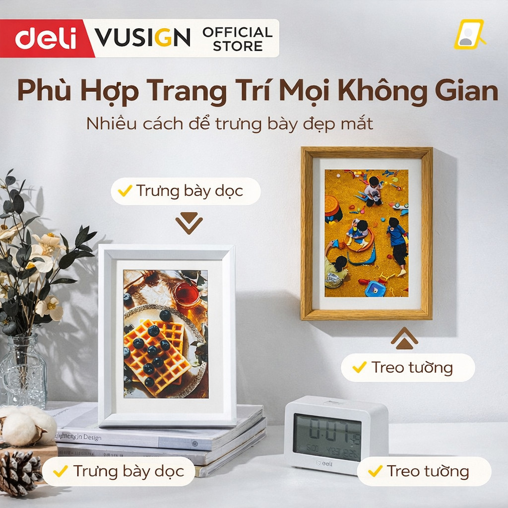 Khung Ảnh Để Bàn Deli Vusign - Trang Trí Tủ Kính Bàn Học Nhiều Kích Thước Màu Sắc Đẹp