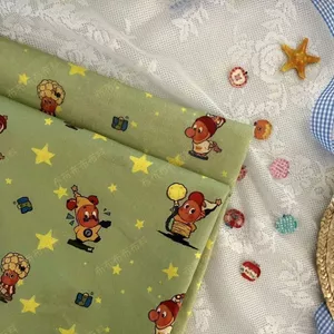 Nguyên Bản Hình Hoa Xanh Hoạt Hình Starman Nguyên Chất Cotton In Vải Khăn Tắm Nước Bọt Quần Áo Trẻ Em Quần Áo Nữ Hành Lý Vải 4.3