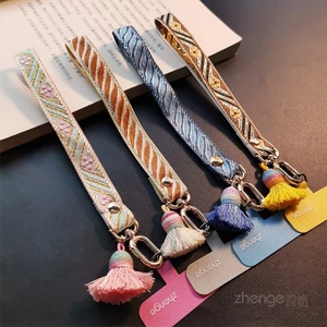Điện Thoại Di Động Dây Nữ Cổ Tay Phong Cách Trung Hoa Họa Tiết Tua Rua Thêu Ruy Băng Mạ Vàng Cạnh Chủ Đề Đẹp Niche Tinh Tế