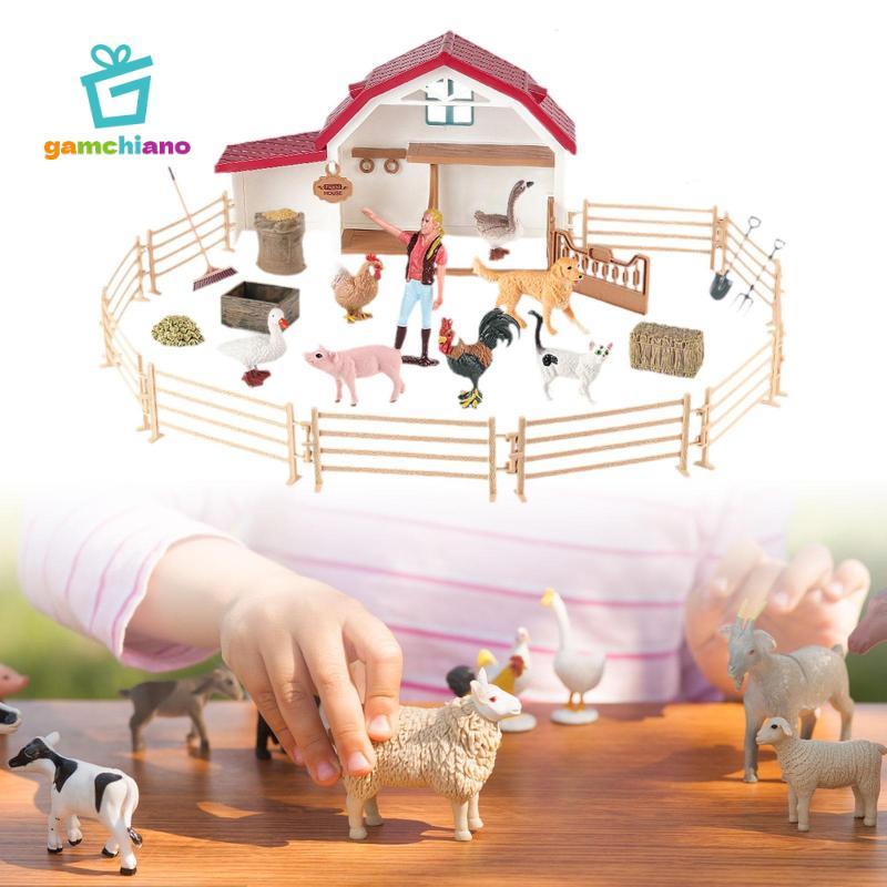 Nhựa Mini Nông Dân Các Bức Tượng Nhỏ Thực Tế Gia Cầm Trang Trại Động Vật Playset Đồ Chơi Thu Nhỏ Cho Nhà Búp Bê Bộ