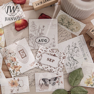 JIANWU Floral Chromatography Series Vintage Plant Hoa Phong Cảnh Chất Liệu Ghép Memo Pad Sáng Tạo Rác Tạp Chí Văn Phòng Phẩm