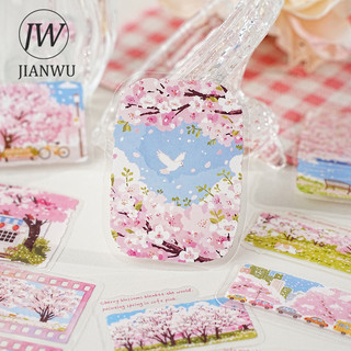 JIANWUWalked Xuyên Núi Series Hoa Vintage Cỏ Phong Cảnh Chất Liệu Cắt Dán PET Nhãn Dán Sáng Tạo Tạp Chí Văn Phòng Phẩm