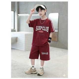 Bộ cộc tay bé trai chất cotton. Bộ đồ mùa hè bé trai 18-52kg.Quần áo hè bé trai mẫu chữ SLEEP . NL22