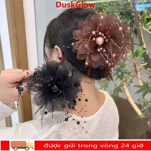 DUSKGLOW Vuốt Tóc, Tua Rua Nhựa Kéo Kẹp, Thời Trang Hoa Mẫu Đơn Cá Mập Kẹp Nữ