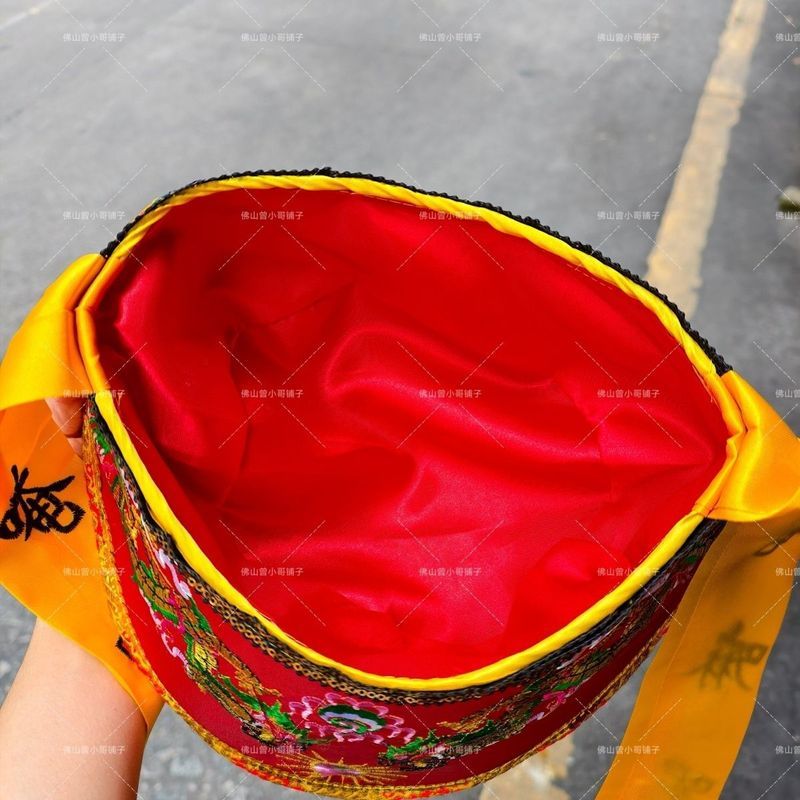 Phiên bản dày thêu Mũ đạo giáo Mũ năm-Dao Crown Đạo giáo Mũ có thể giặt được Mũ năm-Dao màu đỏ Mũ đạo giáo 4.