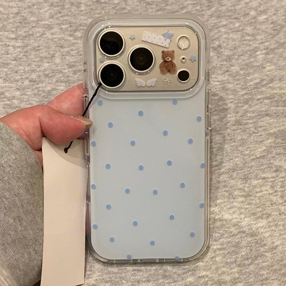 Ốp Điện Thoại Acrylic Gấu Chấm Cho iPhone 17 Pro Max 16 15 Pro Max Vỏ Bảo Vệ Chống Sốc