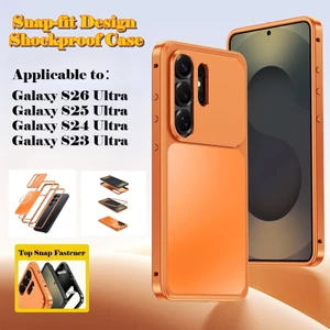 Ốp Thiết Kế Khóa Snap-fit Từ Tính 5IN1 Cho Samsung Galaxy S26 Ultra S25 S24 S23 Khung Kim Loại Sạc Không Dây Vỏ Chống Sốc