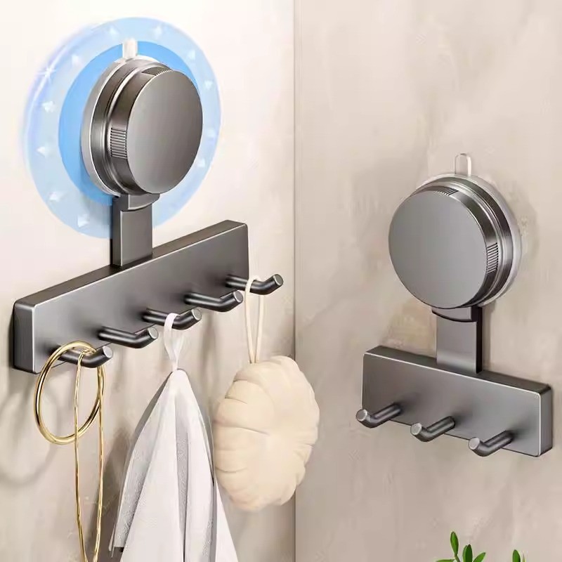 Cốc Hút Không Đục Lỗ Móc Nhà Vệ Sinh Mạnh Mẽ Chịu Lực Phòng Tắm Treo Tường Khăn Dính Móc Nhà Bếp Một Hàng Giá Để Đồ