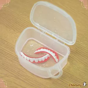 Hộp Răng Nhân Tạo CHEESELY, Hộp Tắm Răng Giả Trong Suốt, Hộp Đựng Răng Vệ Sinh Du Lịch Di Động