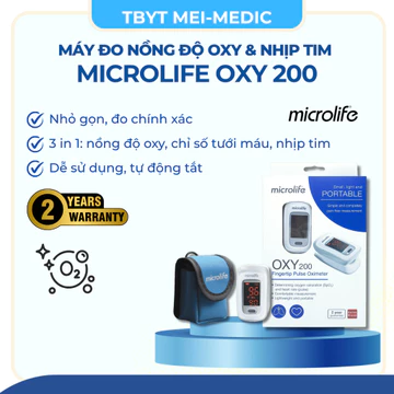 Máy đo nồng độ 0xy trong máu và nhịp tim Microlife 0XY 200 chính hãng - kèm bao đựng máy - Mei