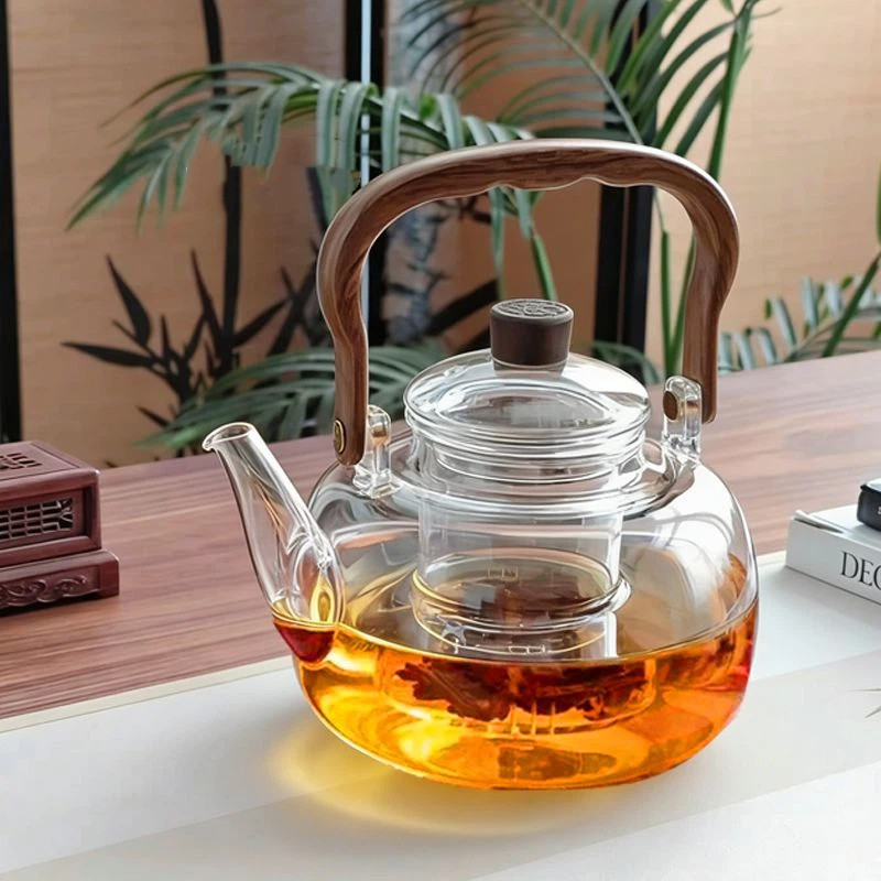 Ấm trà thủy tinh chịu nhiệt độ cao 1.000ml Trà sưởi ấm Tách nước Bộ trà thủy tinh Ấm trà gia đình