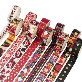 JIANWU 10 Cuộn / bộ Vintage Chơi Thẻ Phong Cảnh Chất Liệu Cắt Dán Thêu Sò Washi Bộ Băng Sáng Tạo DIY Tạp Chí Văn Phòng Phẩm