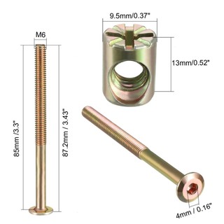 Bộ 4 Bu Lông Nội Thất Bộ Đai Ốc M6x70 / 75 / 80 / 85 / 90 / 100mm M6 Lục Giác Ổ Cắm Vít Có Thùng Hạt Phillips-S Rãnh Mạ Kẽm Mới
