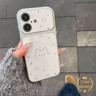 Vỏ Mèo Hoạt Hình Dễ Thương Đơn Giản Tương Thích Cho IPhone Air 14 16 13 15 17 11 12 Pro Max XR 16 14 15 Plus 17 16 14 12 13 Pro Vỏ Họa Tiết Da Sáng Tạo Sang Trọng