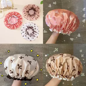 TRTR Hai Lớp Chống Nước Mũ Tắm Chống Bẩn Nhà Bếp Che Tóc Phòng Tắm Mũ Tắm Co Giãn Thoải Mái VN