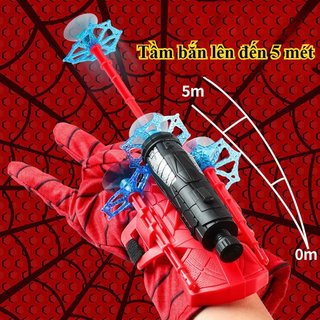 Găng tay bắn tơ người nhện – 3 giác hút, dây đeo tay – Bắn tơ bằng cách kéo, hút vào bề mặt – Đồ chơi nhập vai, vận động