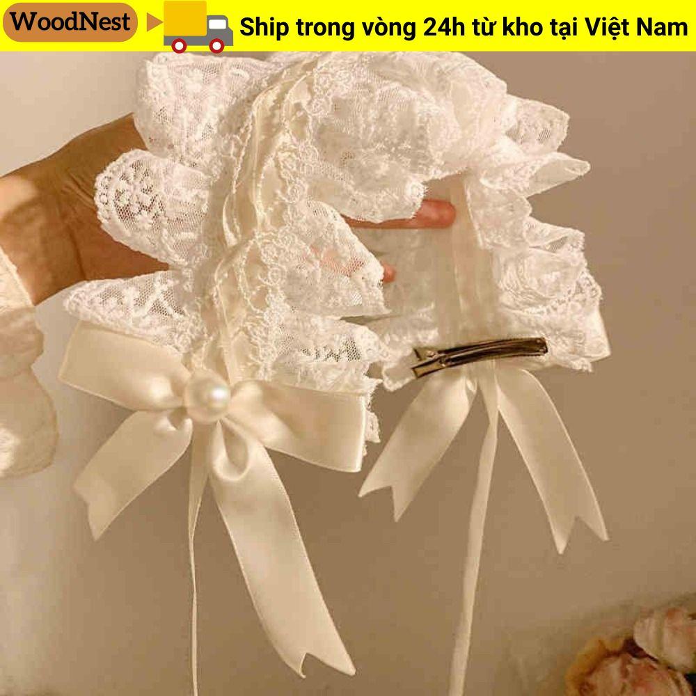 Băng đô tai mèo Woodnest, Style Lolita với ren - Phụ kiện tóc cosplay