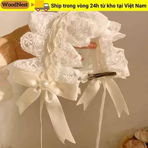 Băng đô tai mèo Woodnest, Style Lolita với ren - Phụ kiện tóc cosplay