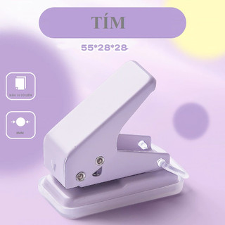 Dập lỗ mini màu macaroon, dùng để đục lỗ giấy sổ bìa rời, phụ kiện văn phòng dụng cụ thủ công