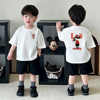 (Từ 1-12 tuổi) Áo thun ngắn tay trẻ em, Áo in hình thỏ hoạt hình cho bé trai, Áo cổ tròn