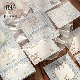 JIANWU Trà Đảng Series Vintage Cổ Tích Truyện Hoa Biên Giới Phong Cảnh Chất Liệu Cắt Dán Memo Pad Sáng Tạo Rác Tạp Chí Văn Phòng Phẩm