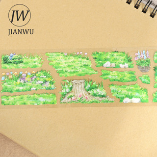 JIANWU 55mm * 5m Vintage Cỏ Xanh Vật Liệu Phong Cảnh Hoa Cắt Băng Thêu Sò PET Sáng Tạo DIY Tạp Chí Văn Phòng Phẩm