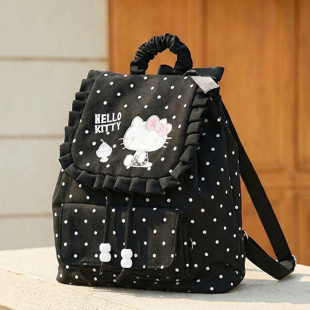 GC2 Sanrio HELLO KITTY Ba Lô Dành Cho Học Sinh Dung Tích Lớn Nhẹ In Hình Thời Trang Nữ Đi Học CG2