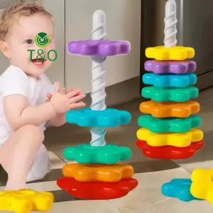1 Bộ Đồ Chơi Xếp Hình Xoay Montessori Tháp Cầu Vồng Trẻ Em Phát Triển Kỹ Năng Vận Động Trò Chơi Trẻ Em Quà Tặng [Mới]
