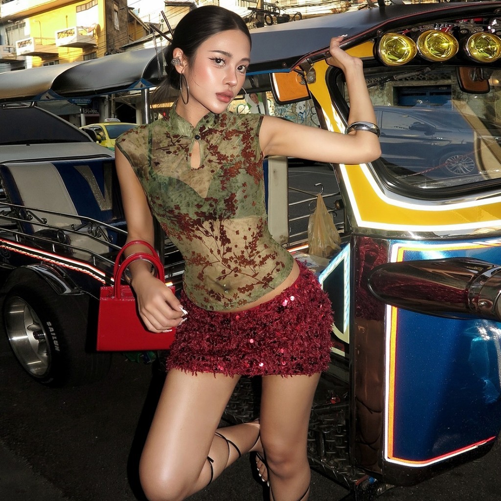 CuteNew Áo Tank Top Nữ Gợi Cảm Hoa Mai In Hình, Co Dãn, Thích Hợp Cho Câu Lạc Bộ Và Đường Phố