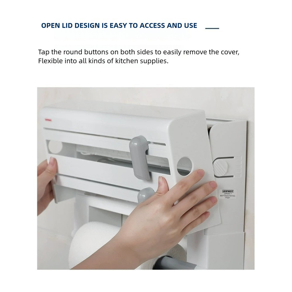 4 / 6 TRONG 1 Nhà Bếp Bọc Hộp Đựng Treo Tường Tiết Kiệm Không Gian Nhựa Bọc Cắt Có Cuộn Giấy Đựng Khăn Bám Túi Tổ Chức