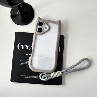 [Có dây buộc miễn phí] Vỏ tai mèo dễ thương Vỏ điện thoại cứng Acrylic trong suốt cho IPhone 17 16 15 14 13 12 11 Pro Max Plus Vỏ chống sốc