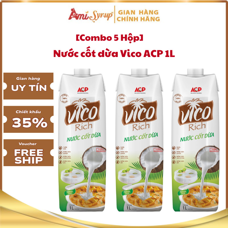 [Giá Sỉ] Nước Cốt Dừa VICO RICH Hộp 1L,Thơm Ngon Béo Ngậy Nguyên Chất Chuẩn Vị Tự Nhiên