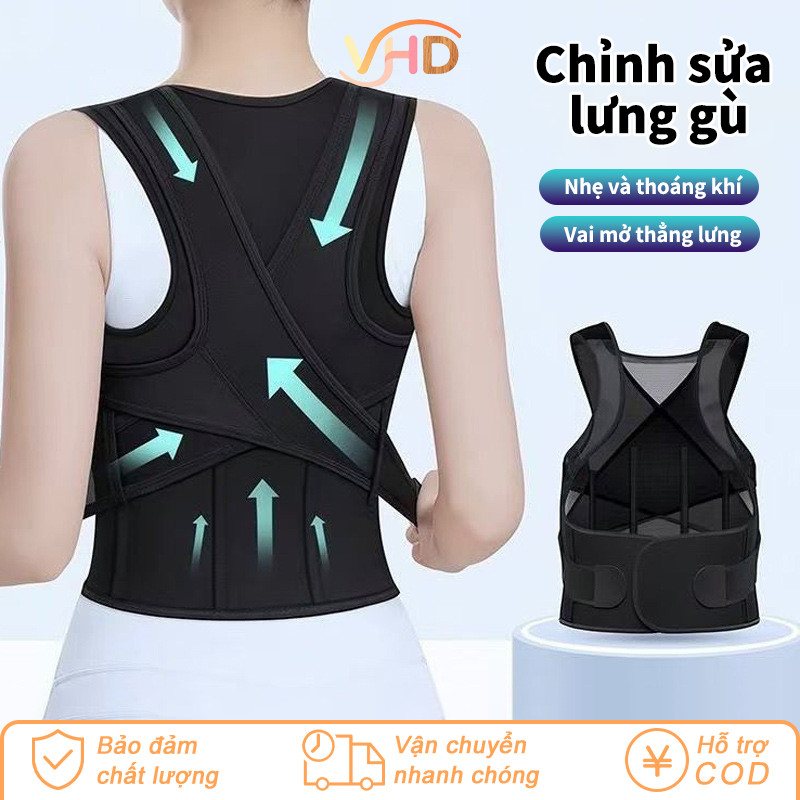 Đai Chống Gù Lưng - Thiết Kế Mỏng Nhẹ Vô Hình, Chất Liệu Thoáng Khí Co Giãn, Cao Cấp, Dùng Chung Cho Nam & Nữ