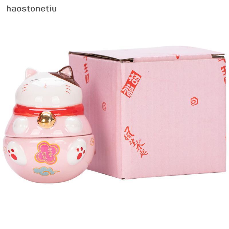 NS Nhật Bản Gốm May Mắn Mèo Tumbler Daruma Thủ Công Hoạt Hình Mèo May Mắn Đồ Trang Trí Phong Cảnh Trang Trí Nhà May Mắn Tượng Mèo Tượng Nhỏ NS