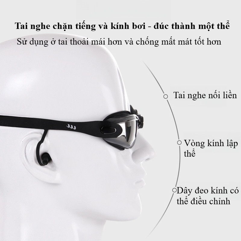 Kính Bơi Người Lớn Chống Tia UV Chống Sương Mờ Cao Cấp Kèm Mũ Bơi Bịt Tai Cho Bé Combo Tập Bơi Tiện Lợi