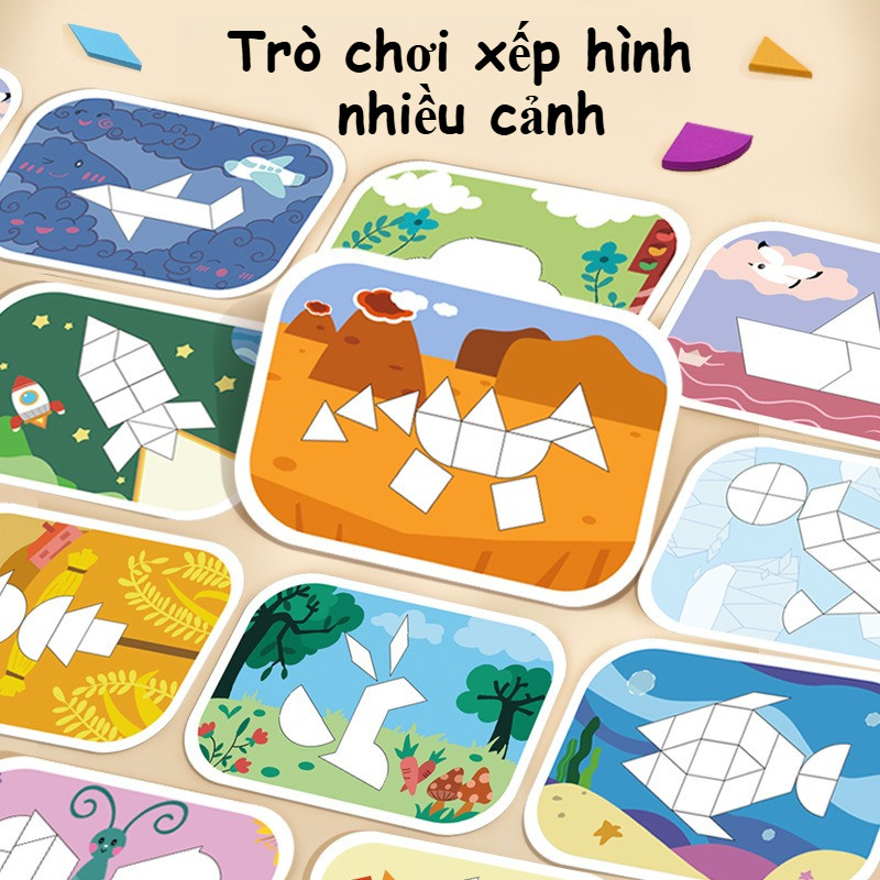 【SKISOPGO】Đồ Chơi Xếp Hình Nam Châm Tangram,Cho Bé,Đồ Chơi Miếng Ghép Hình Học Sáng Tạo,Bộ Đồ Chơi 180/250
