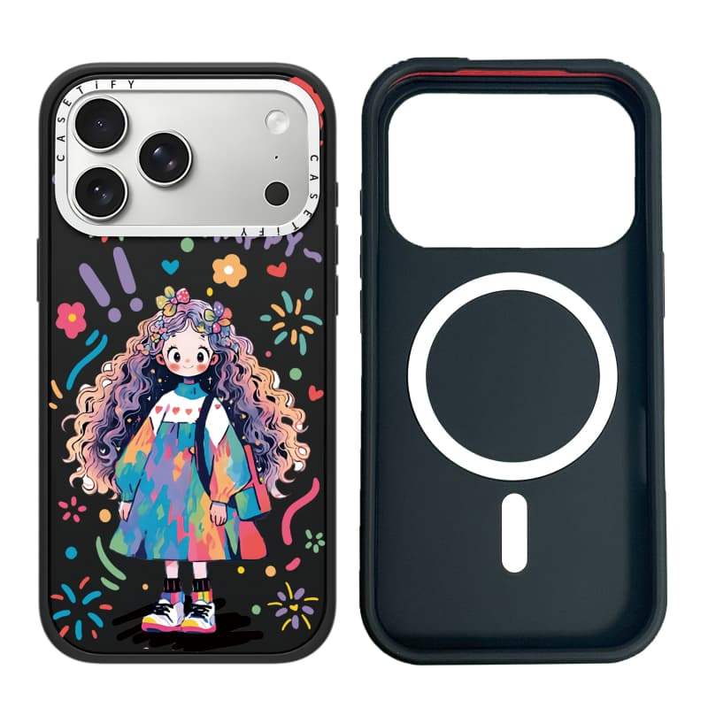 CASECASE X Happy Girl Case White Camera Ring Edition Matte Đen Cứng Hút Từ Tính Tác Động Dành Cho Apple IPhone 13 14 15 16 17 Pro Max Air Plus Có Hộp
