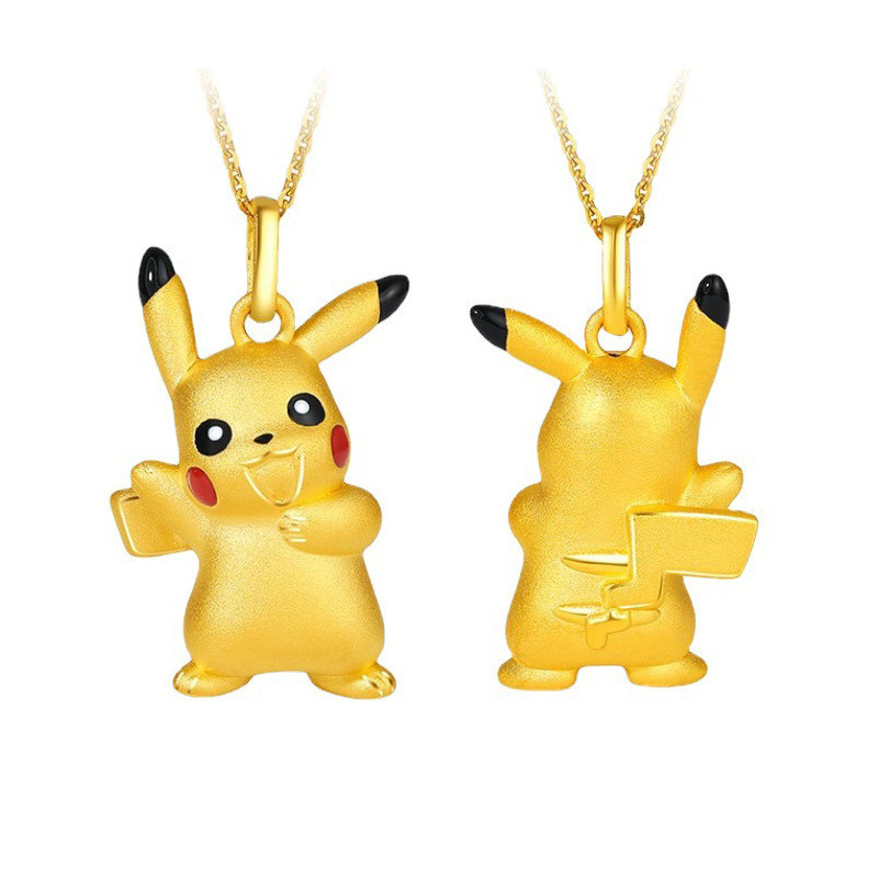 Mờ May Mắn Pikachu Vòng Cổ Hợp Thời Trang Nam Nữ Búp Bê Dễ Thương Pokémon Cát Vàng Xương Đòn Dây Xích