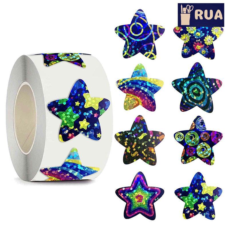 RUA 500 Miếng Dán Không Gian Ngôi Sao Tự Dính Phần Thưởng Quà Tặng Trang Trí Có Nhãn Dán Nhãn 1 Inch Mới