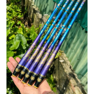Phục Long Chiến Thần 4H - Cần Câu Tay Đơn Đài Cao Cấp - Carbon Xoắn Siêu Khỏe - 2.7m-3.6m-3.9m-4.5m-5.4m - Tím Xanh