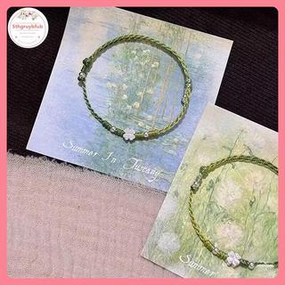 STHB Xanh Lá Bốn Lá Cỏ Ba Lá Handmade Dây Vòng Tay Tinh Tế May Mắn Lắc Tay Trang Sức Quà Tặng VN