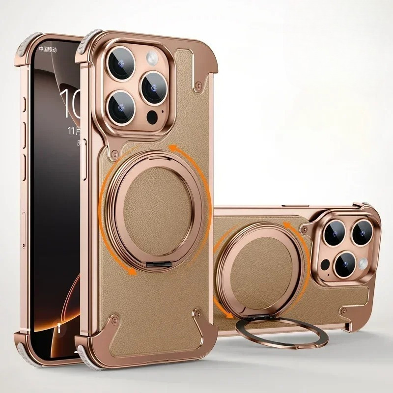 Eary cho iPhone 17 16 15 Pro Max Ốp điện thoại có chân đế 360°Vỏ da đứng xoay được Vỏ chống sốc không khung