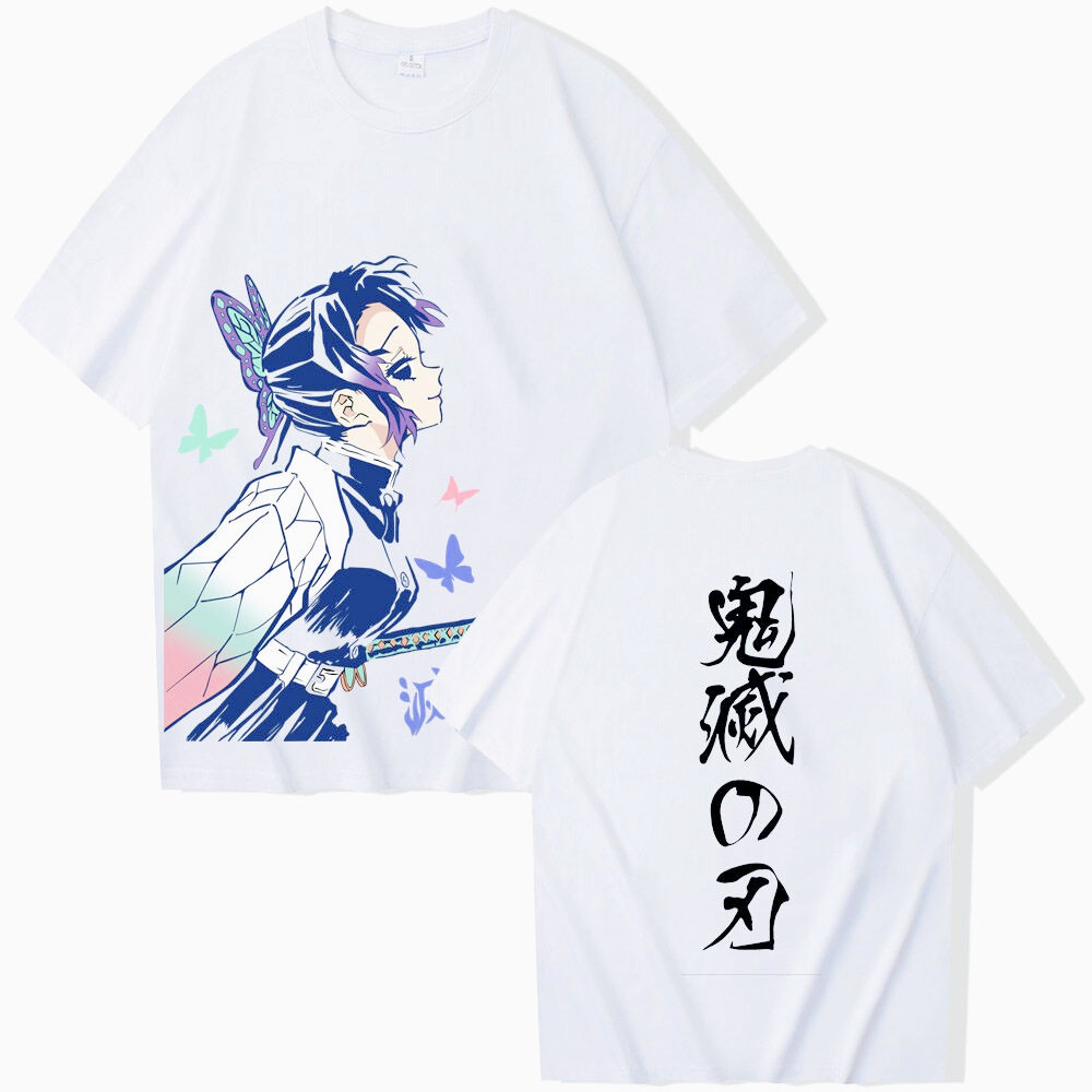 Áo thun cổ tròn Oversize hình Shinobu Kochou, 100% cotton, phù hợp nam nữ