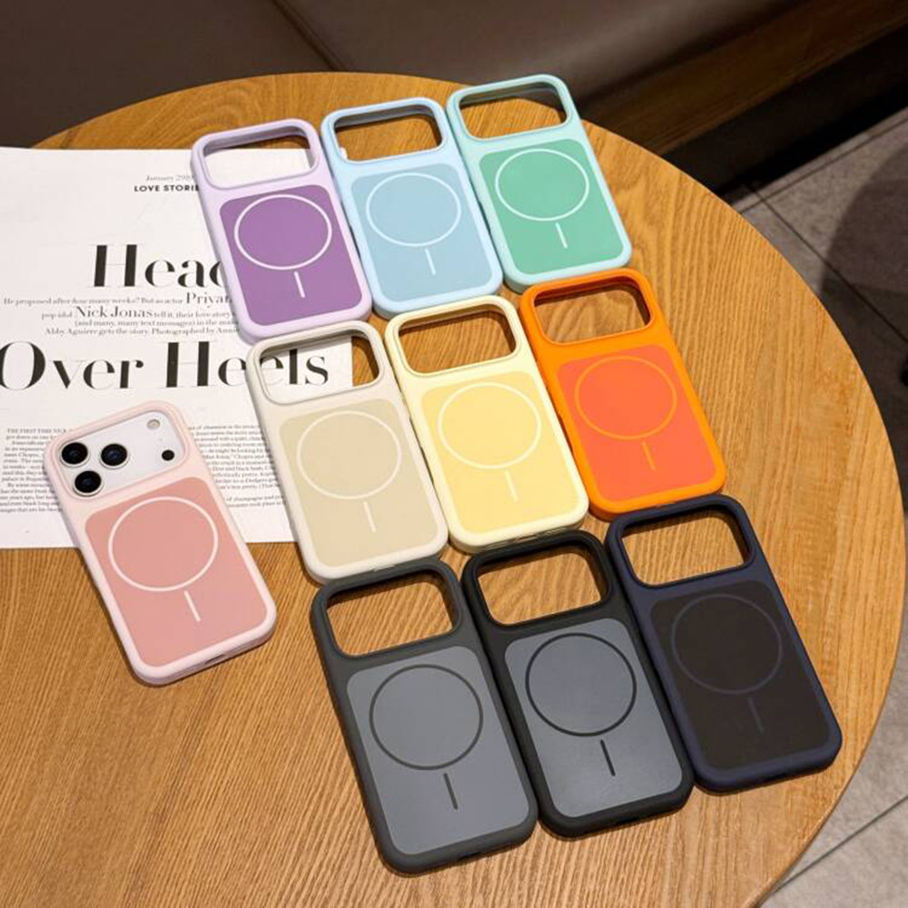 Ốp điện thoại silicon lỏng màu xanh từ tính cho iPhone 17 Pro Max 16 15 14 13 Vỏ bảo vệ chống sốc