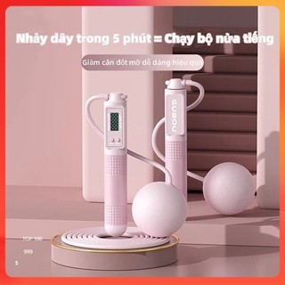 bền bỉ Dây nhảy ĐẾM SỐ [Nâng cấp 6 điểm] không dây giảm cân, bóng to, có calo, đếm vòng, có tạ tập yoga, gym, thể dục