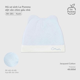 La pomme SS2026 BST sơ sinh La Pomme dệt vân chìm gấu nhỏ - Xanh T1.4
