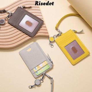 Hộp đựng thẻ RISEDOT, Hộp đựng ID da thật đa chức năng, Công sở thời trang có khóa Ví dây buộc cho nam nữ
