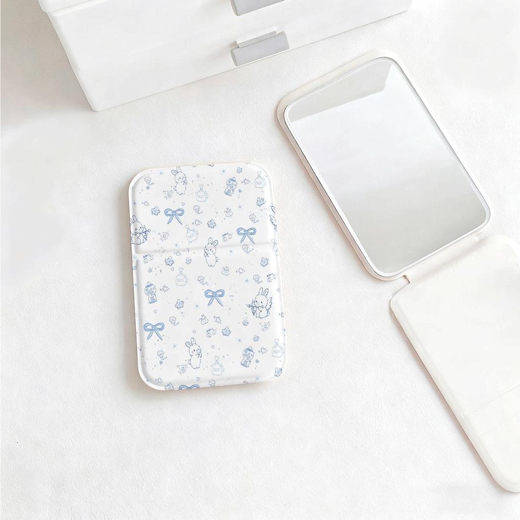 Màu xanh Bowknot Gương gấp trang điểm cho đi làm đi chơi